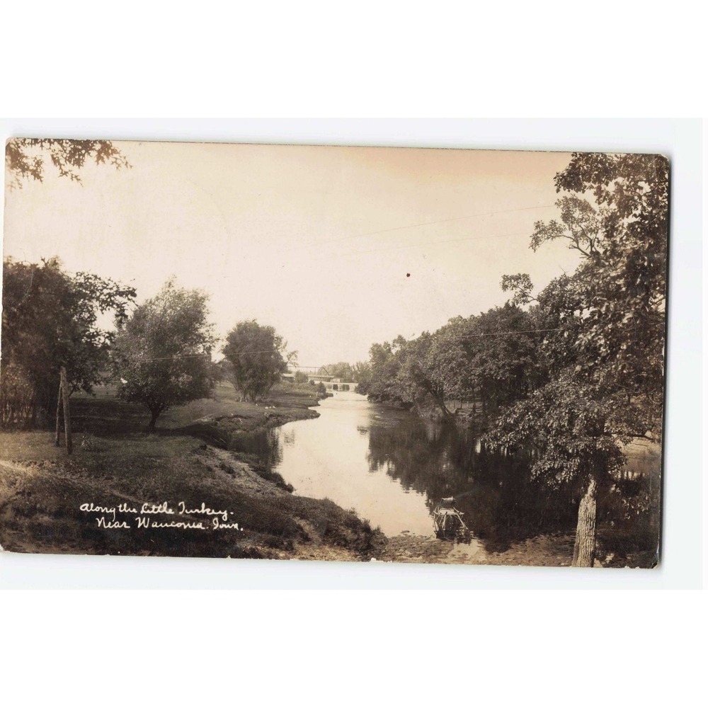 Vintage RPPC Little Turkey River Waucoma Iowa 1910 Real Photo Postcard VG
